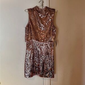 Jewel Badgley Mischka Shimmering Sequin Cocktail Mini Dress